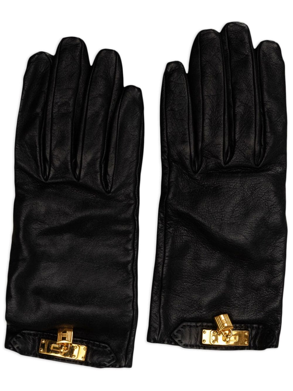 Pre-owned Hermes 2000-2020 Soya Leather Gloves In Black