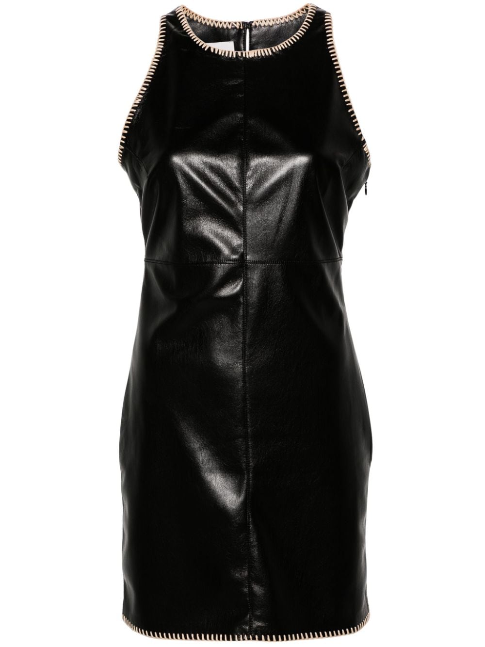 Shop Nanushka Franca Raffia-trim Minidress In Black