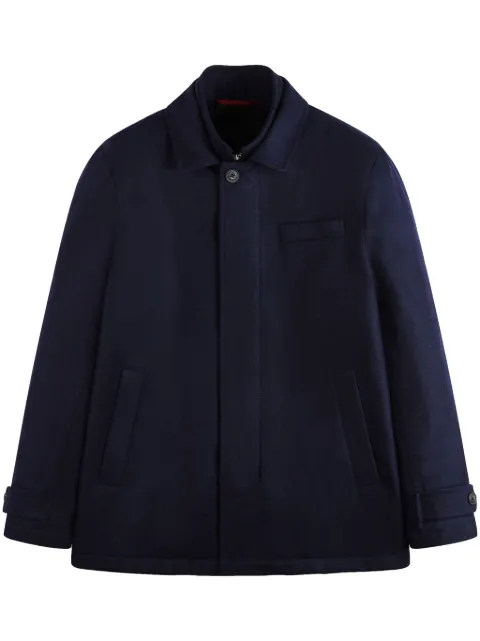 Fay logo-patch virgin wool coat