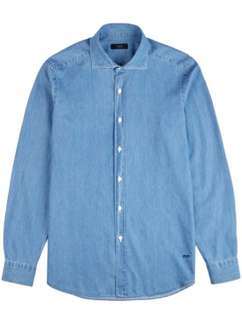 Fay logo-embroidered chambray shirt