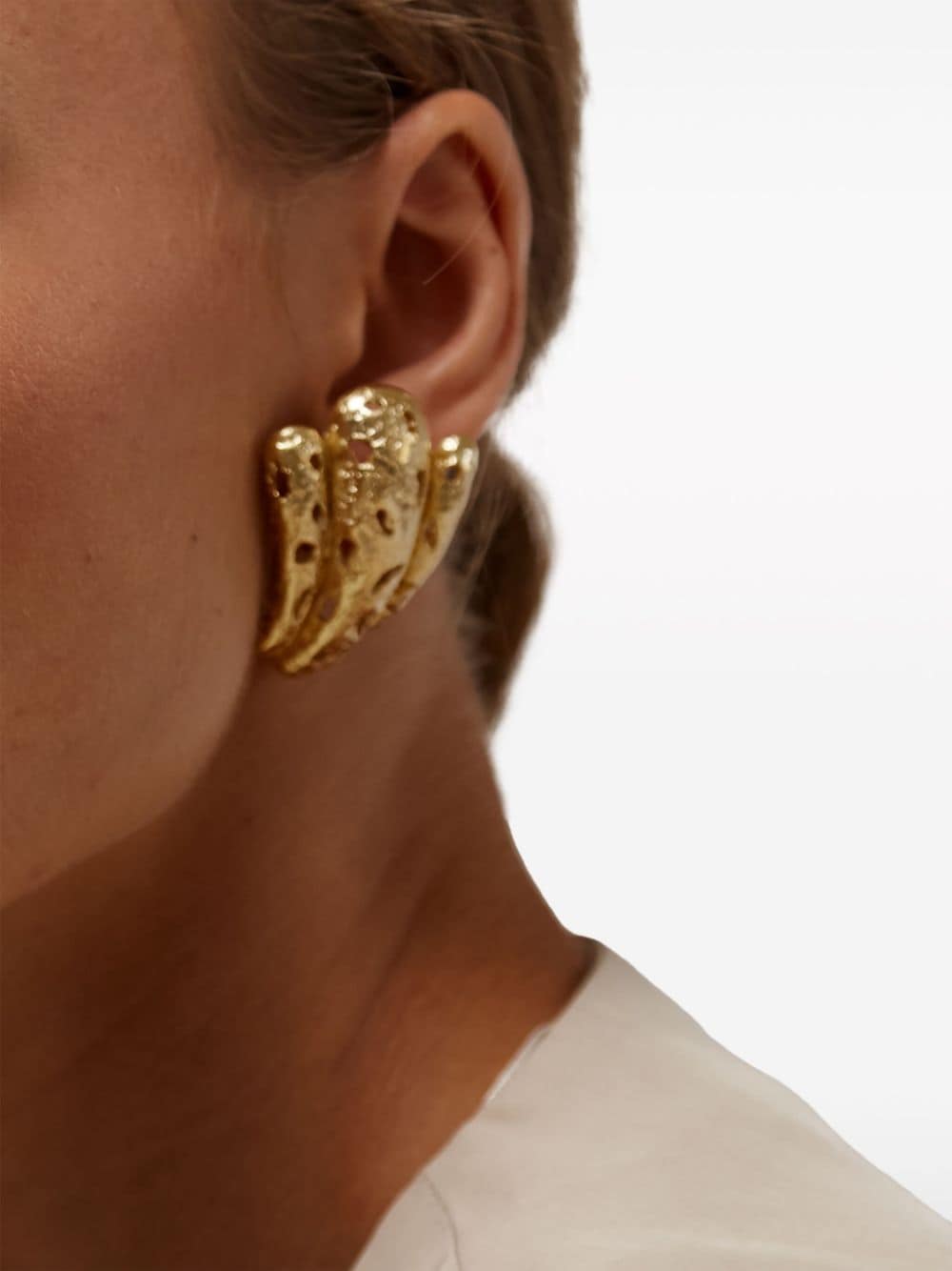 Shop Paola Sighinolfi Lis Cut-out Earrings In Gold