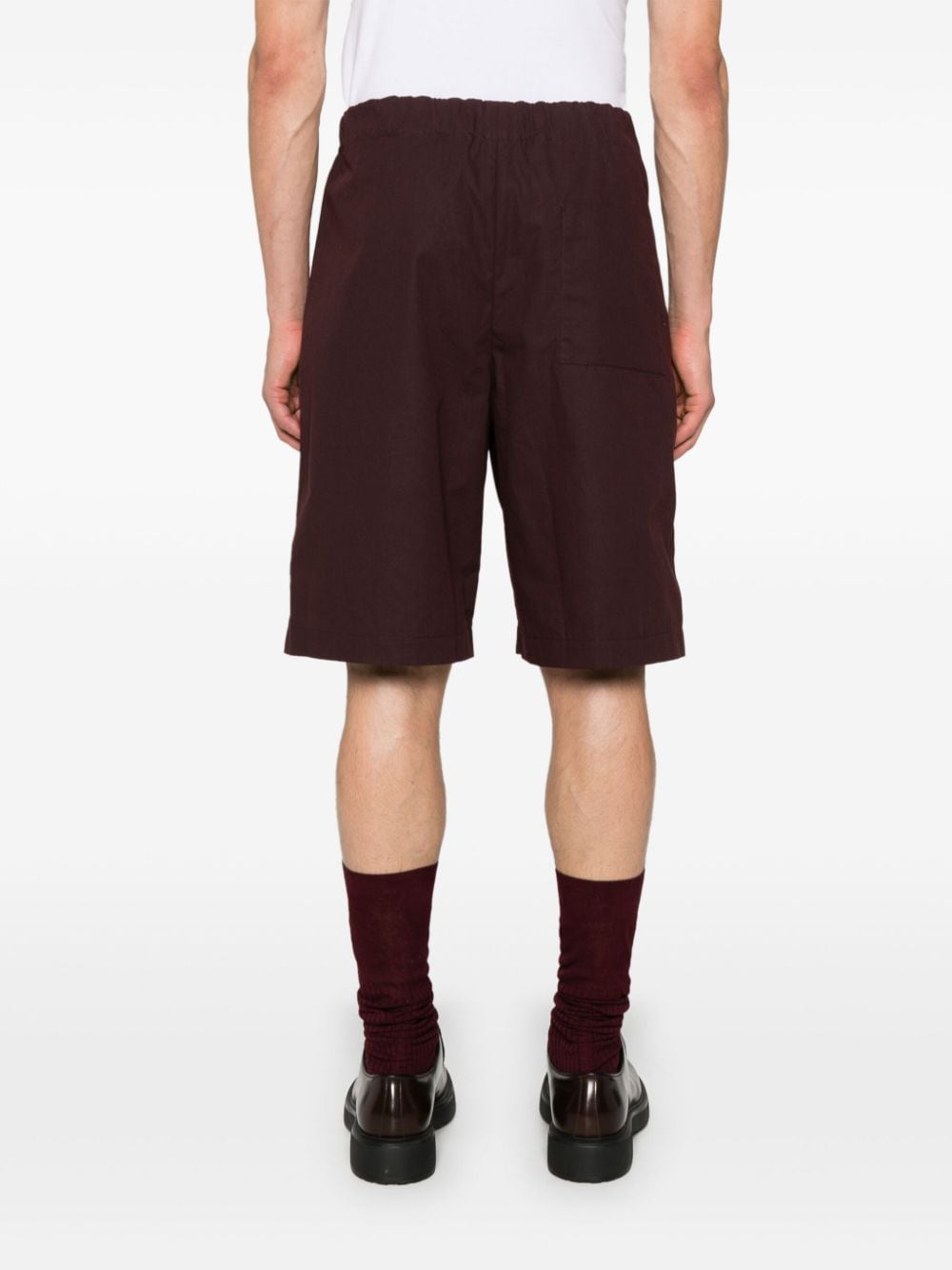 Shop Oamc Vapor Cotton Bermuda Shorts In Red