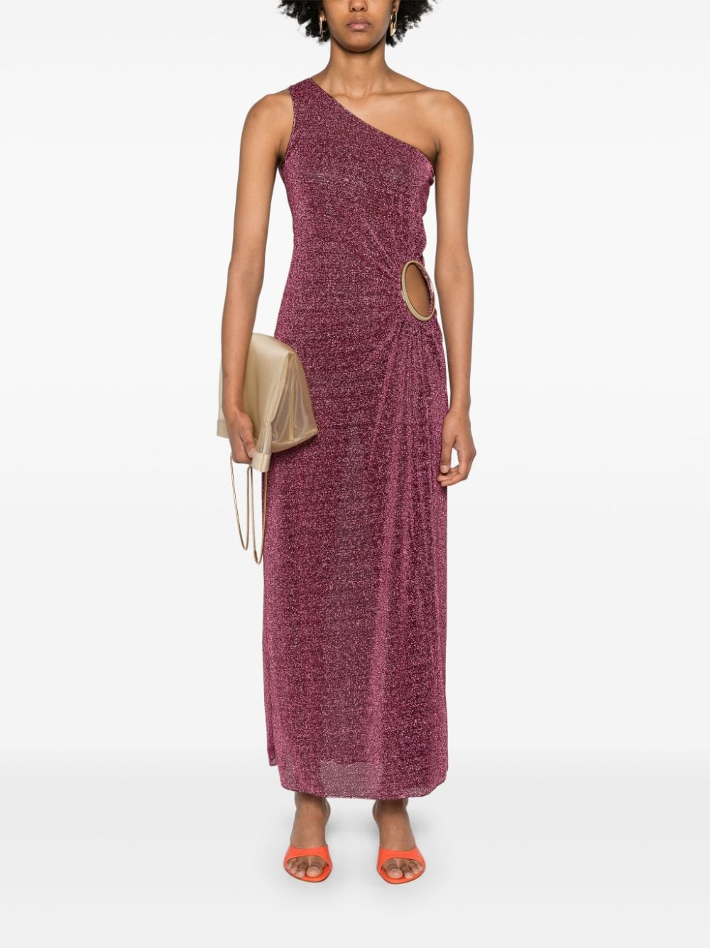 Shop Oseree Lumière O-ring Maxi Dress In Purple