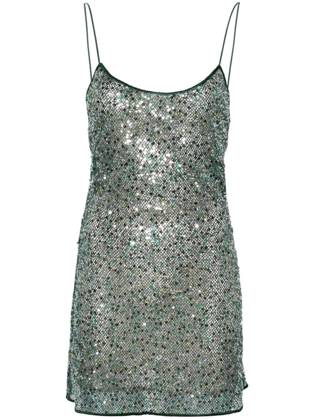 Shop Oseree Sequined Mesh Minidress In Green