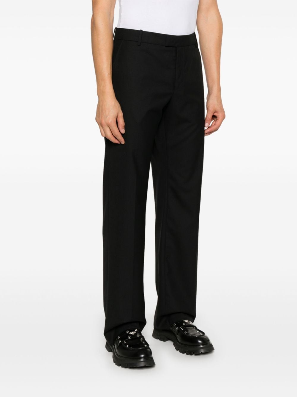 Shop Alexander Mcqueen Wool Trousers In Black