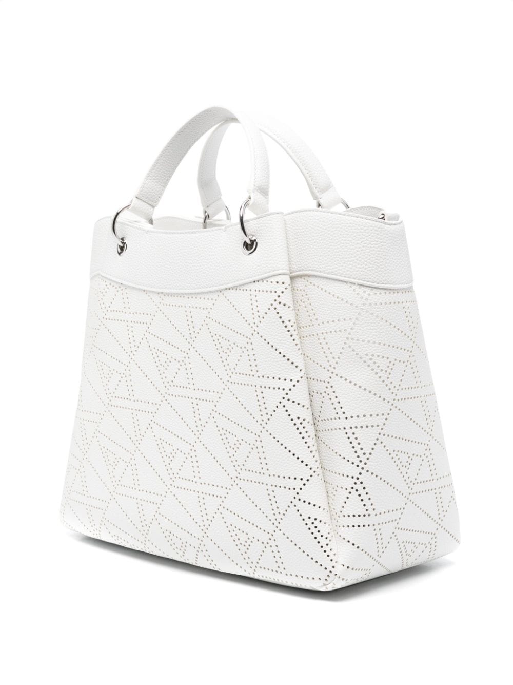 Shop Armani Exchange Perforated-embellished Tote Bag In White