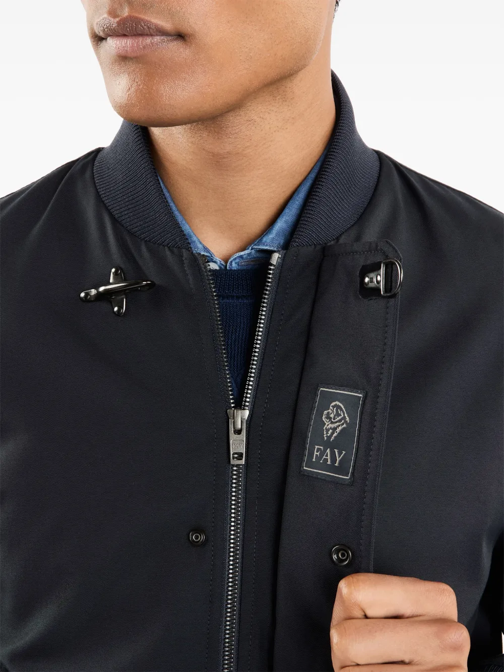 Fay Zipped Bomber Jacket In Blue