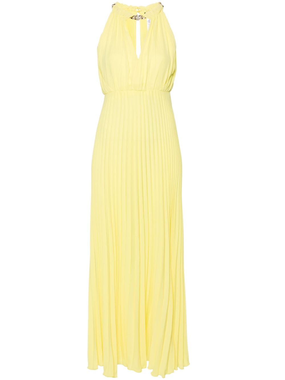 Liu •jo Chain-detailing Pleated Maxi Dress In Yellow
