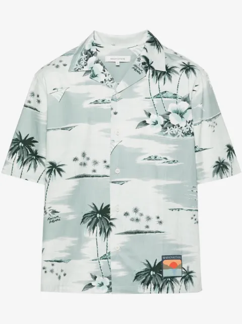 Maison Kitsuné island-print bowling shirt