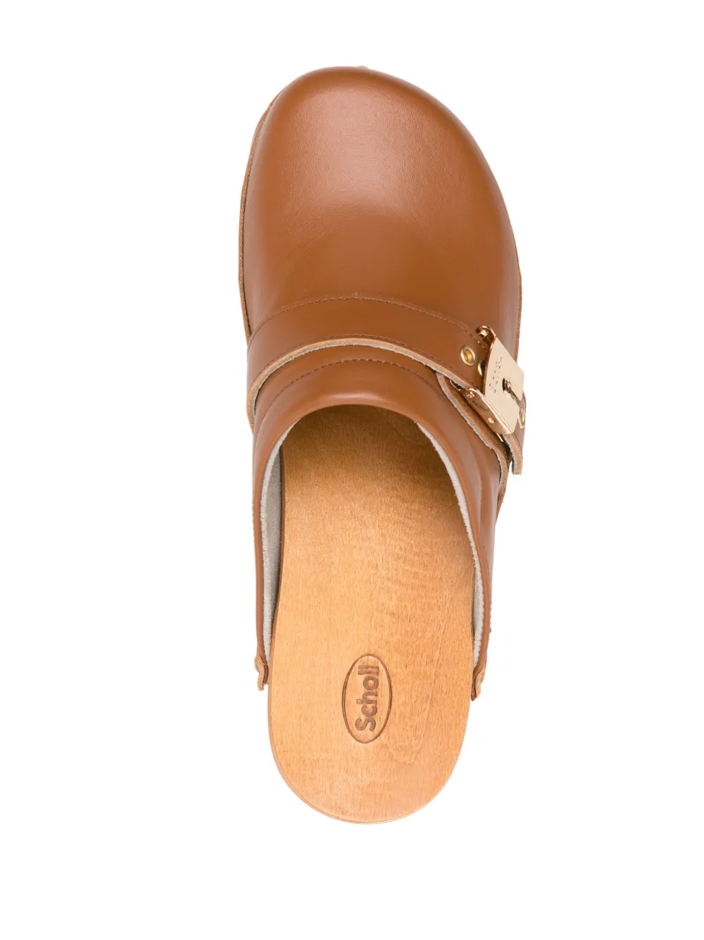 Scholl Pescura leren klompen 50 mm Bruin