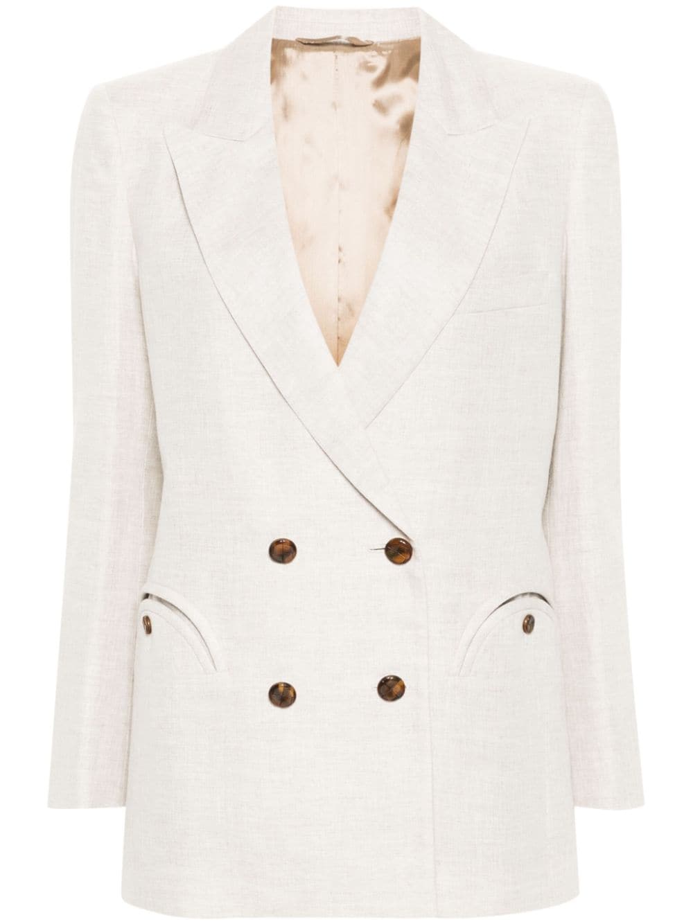 double-breasted linen blazer