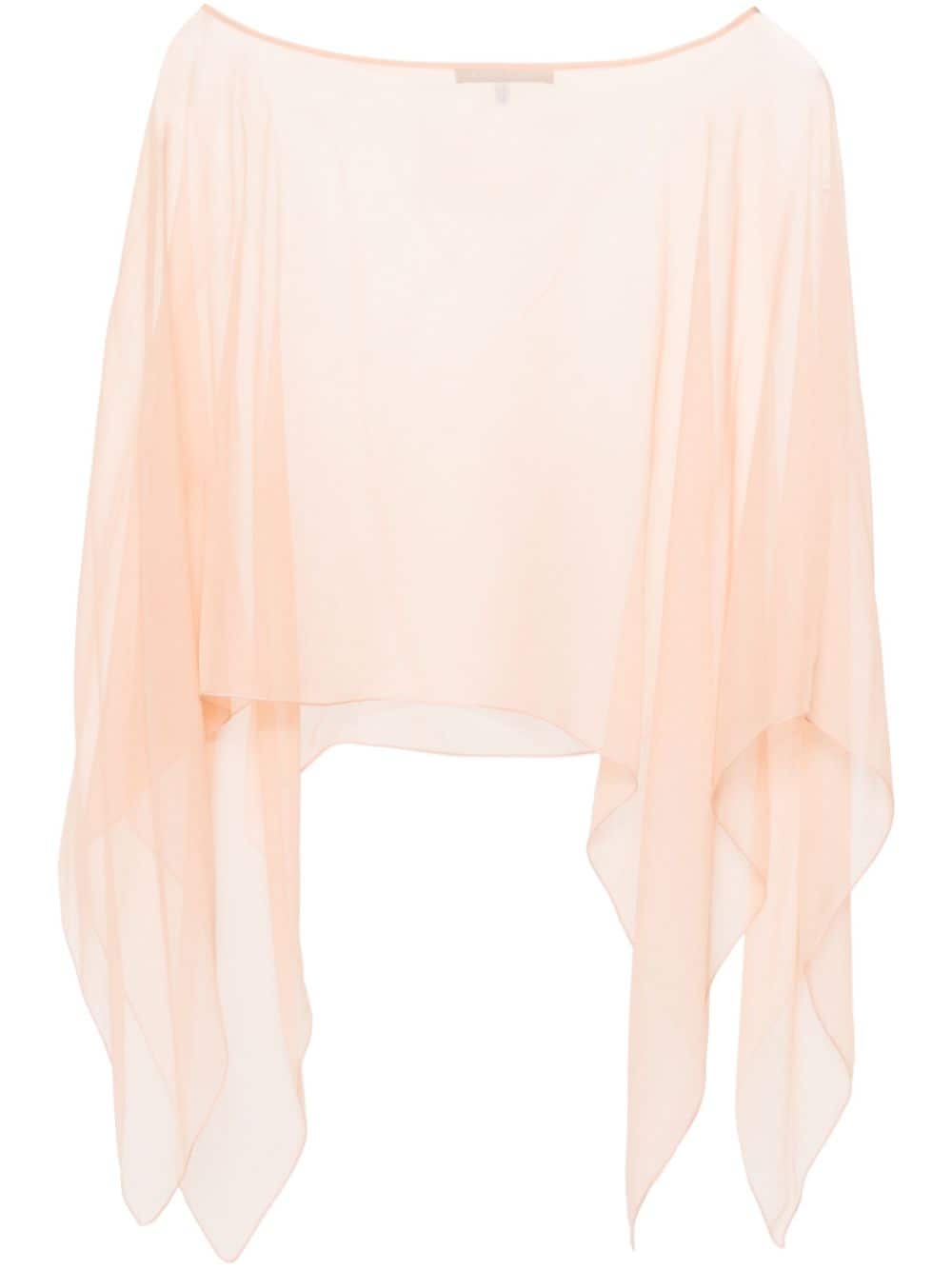 Alberta Ferretti Silk Cape-design Blouse In Pink