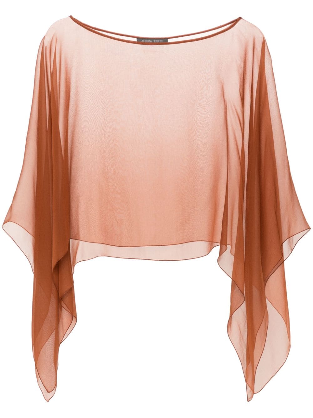 Alberta Ferretti Silk Cape-design Blouse In Brown