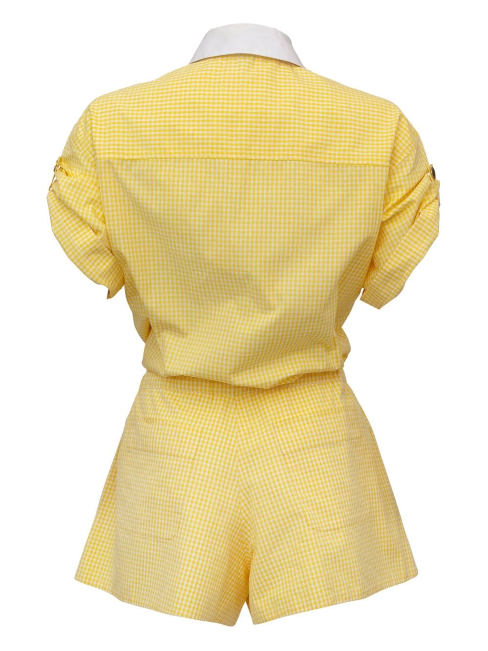 Pre-owned Louis Vuitton Gingham Check Short-sleeved Playsuit In Yellow