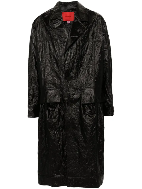 Eckhaus Latta Crinkled single-breasted Trench Coat FARFETCH GR