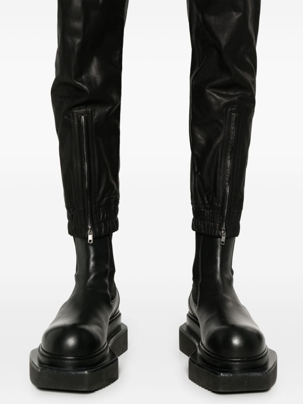 Shop Rick Owens Luxor Leather Trousers In Black