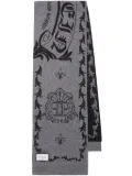 Philipp Plein monogram-motif merino scarf - Grey