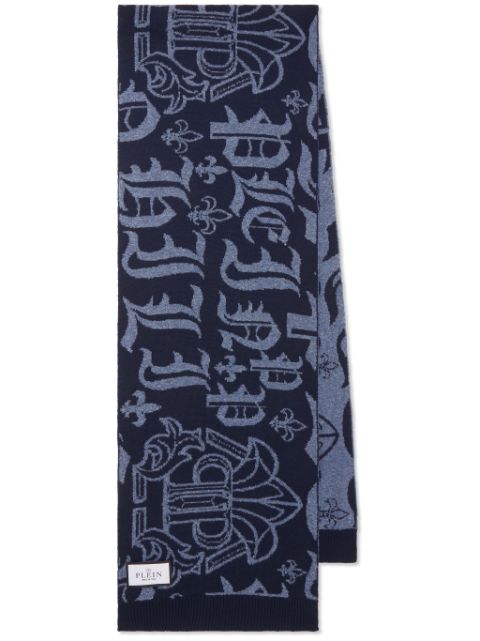 Philipp Plein logo-motif merino scarf Men