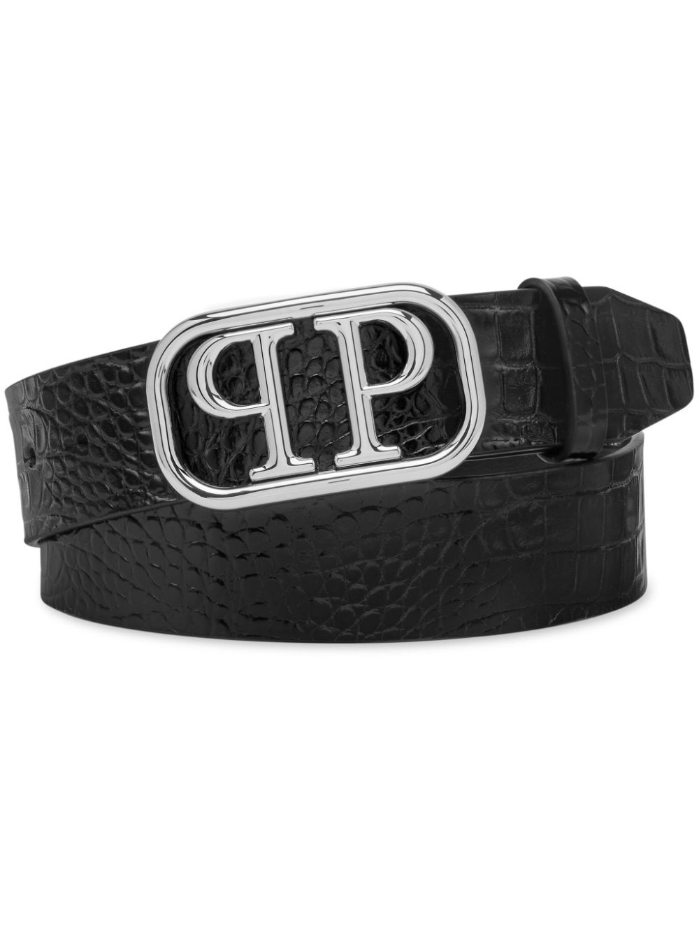 logo buckle leather belt