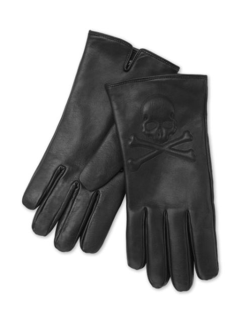 Philipp Plein skull-patch leather gloves Men