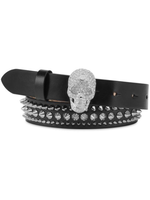 Philipp Plein skull buckle leather belt Women