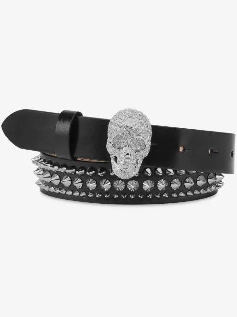 Philipp Plein leather belt skull