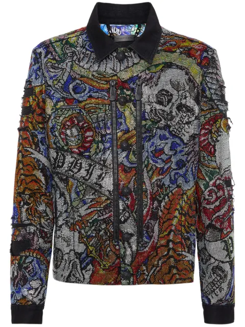Philipp Plein crystal-embellished denim jacket