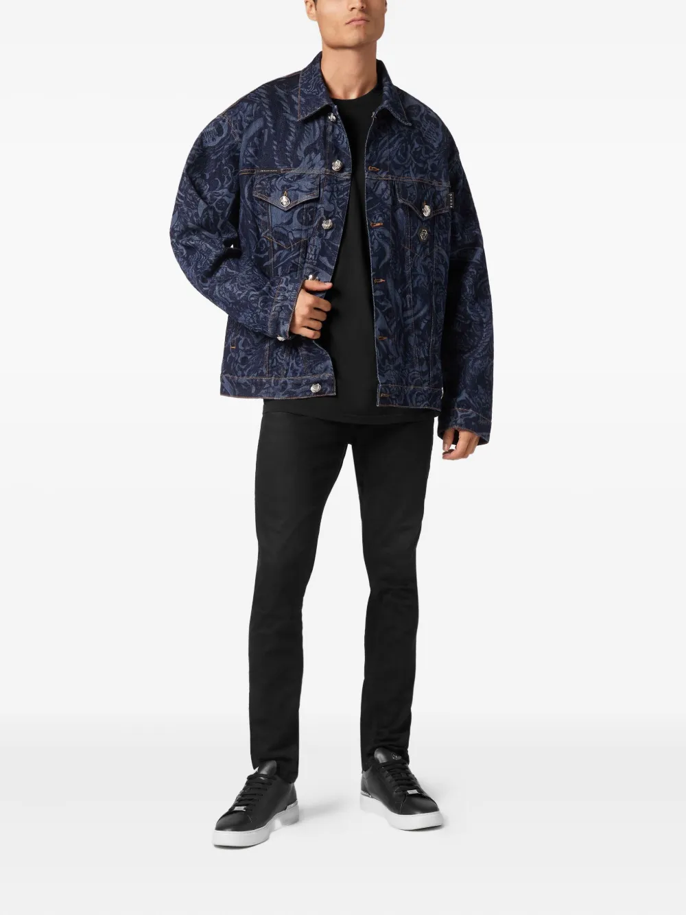 Philipp Plein Tattoo denim jack Blauw