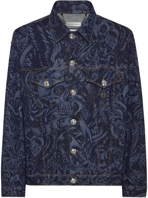 Philipp Plein Jaqueta jeans tattoo