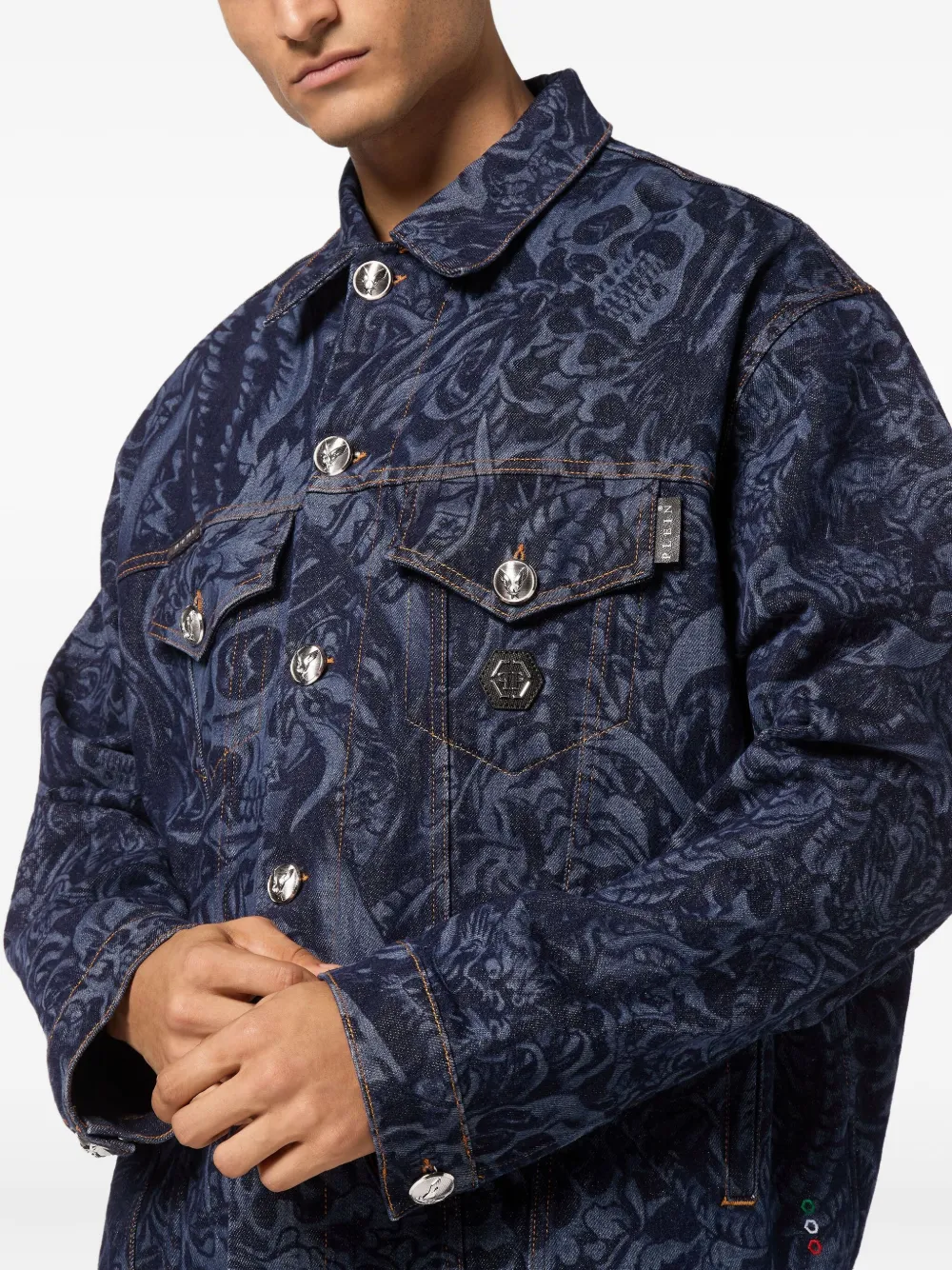 Philipp Plein Tattoo denim jack Blauw