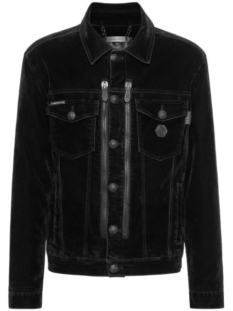 Philipp Plein crystal-logo jvelvet acket Men