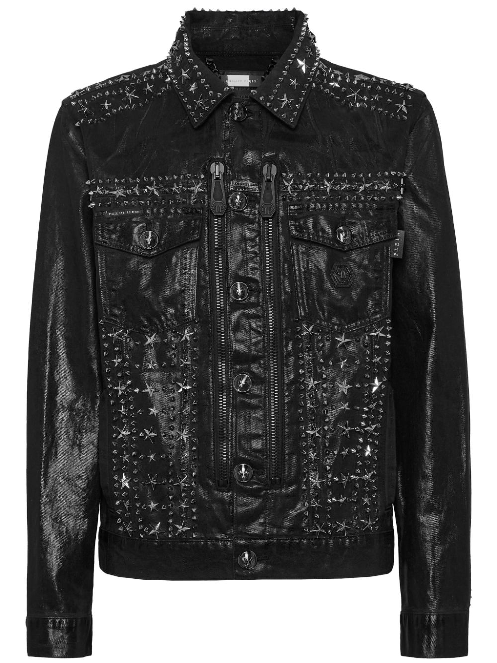 Philipp Plein Zip-up Studded Jacket In Black