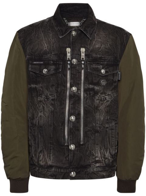 Philipp Plein contrasting-sleeve denim jacket Men