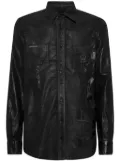 Philipp Plein skull-patch denim shirt - Black