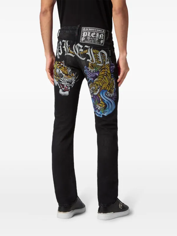 Philipp Plein パッチディテール ストレートジーンズ | ブラック 