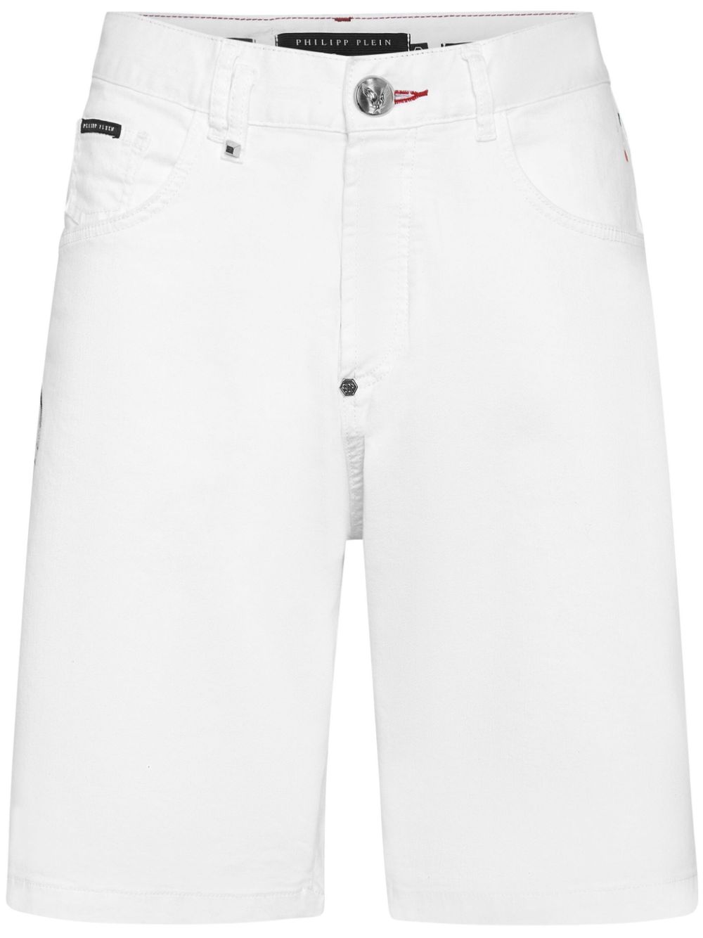 Philipp Plein Patch-detail Denim Shorts In White
