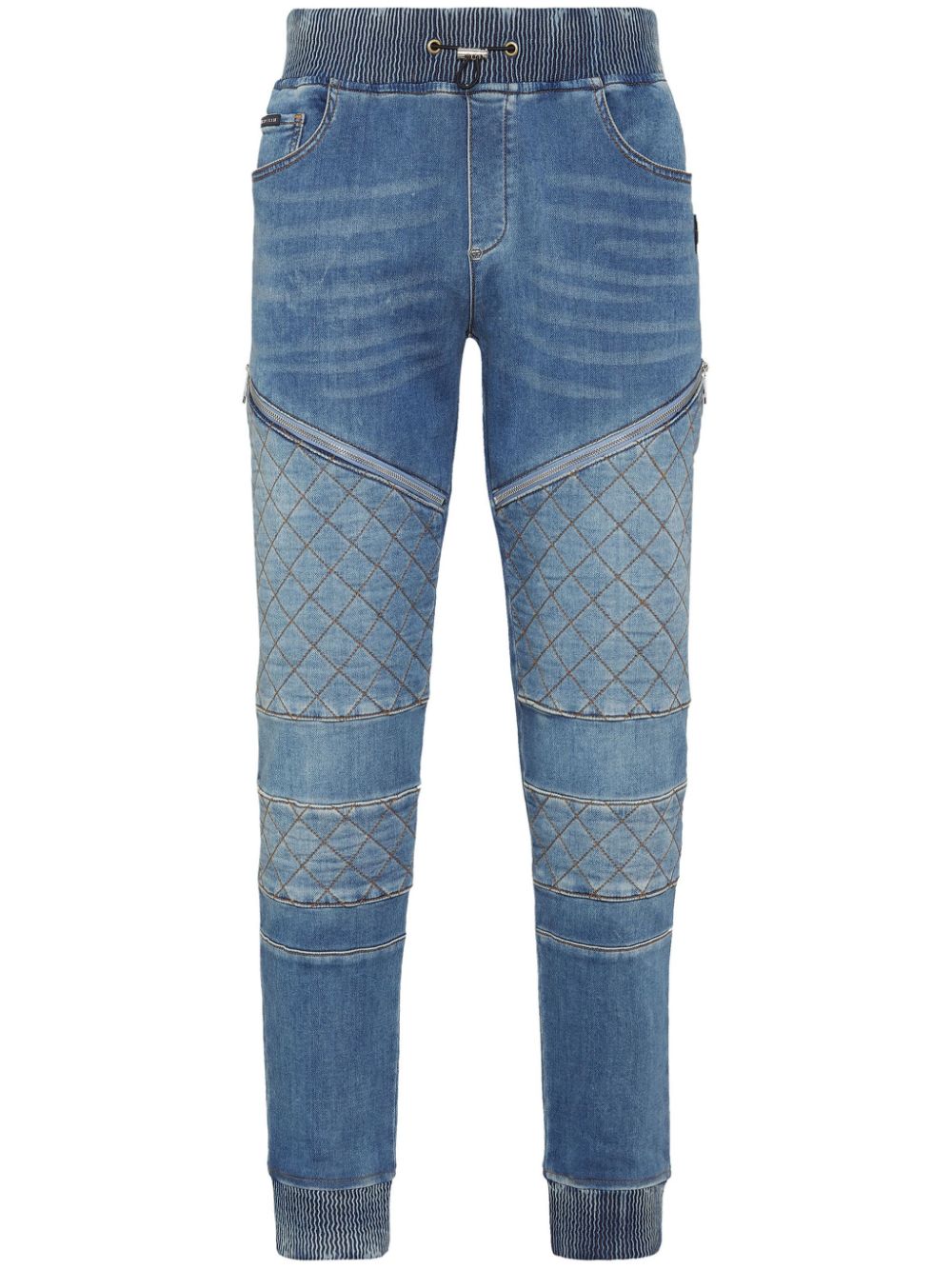 Philipp Plein Jogging jeans met logo-applicatie en toelopende pijpen Blauw