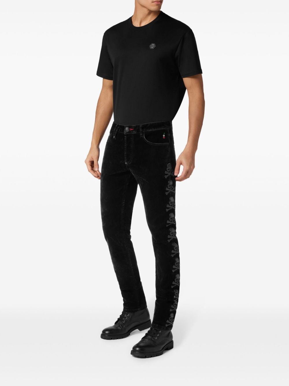 Shop Philipp Plein Skull Mid-rise Slim Jeans In Black