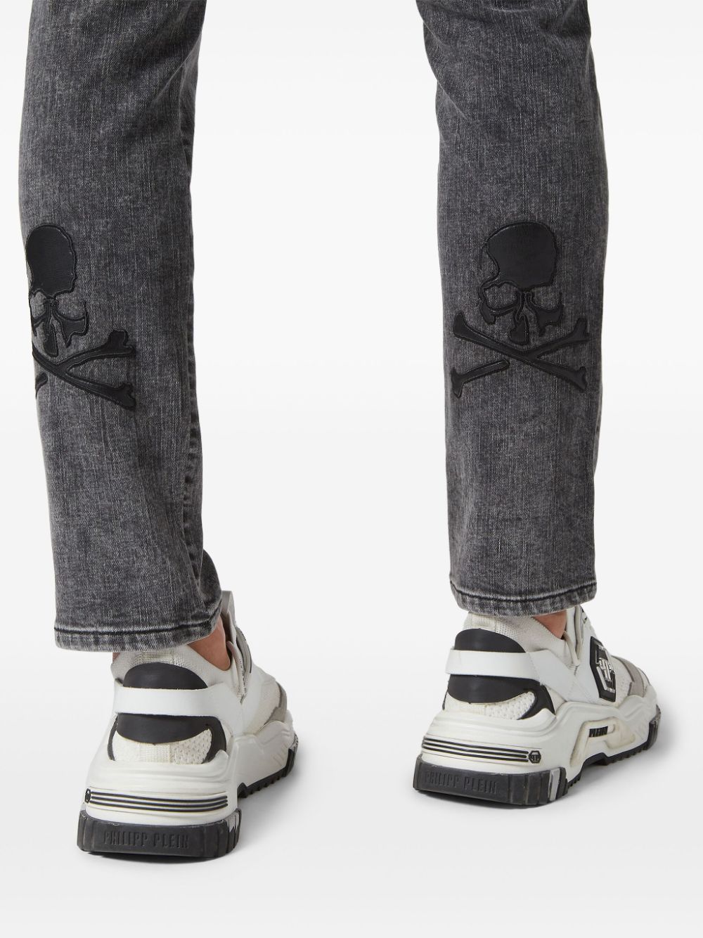 Shop Philipp Plein Skull Mid-rise Skinny Jeans In Grey