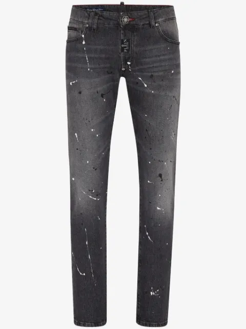 Philipp Plein jeans slim con salpicaduras de pintura estampadas