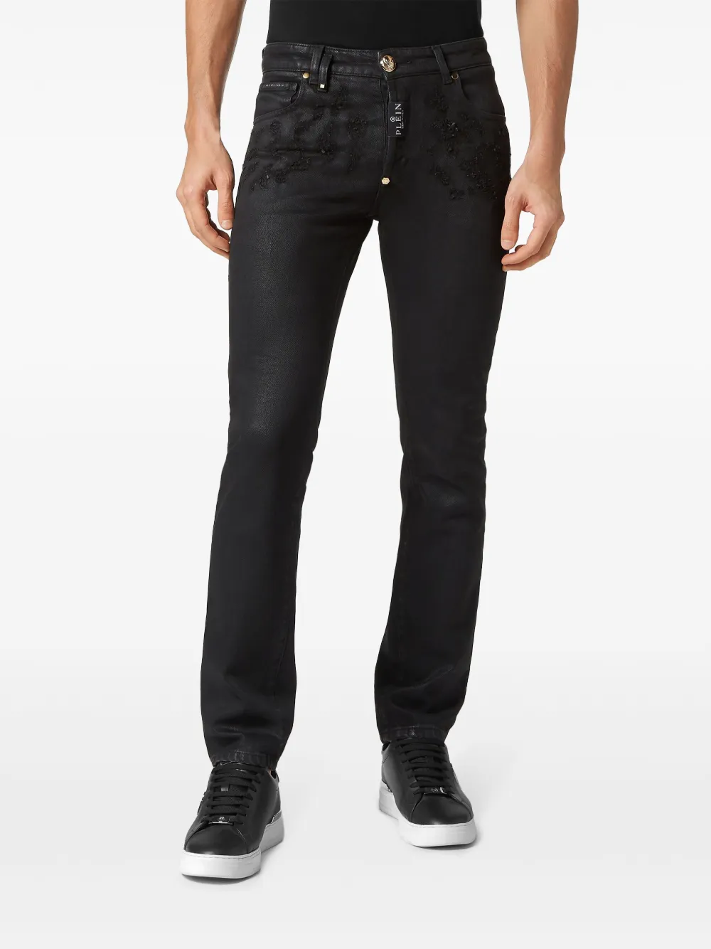 Philipp Plein ripped-detail straight-leg jeans Men