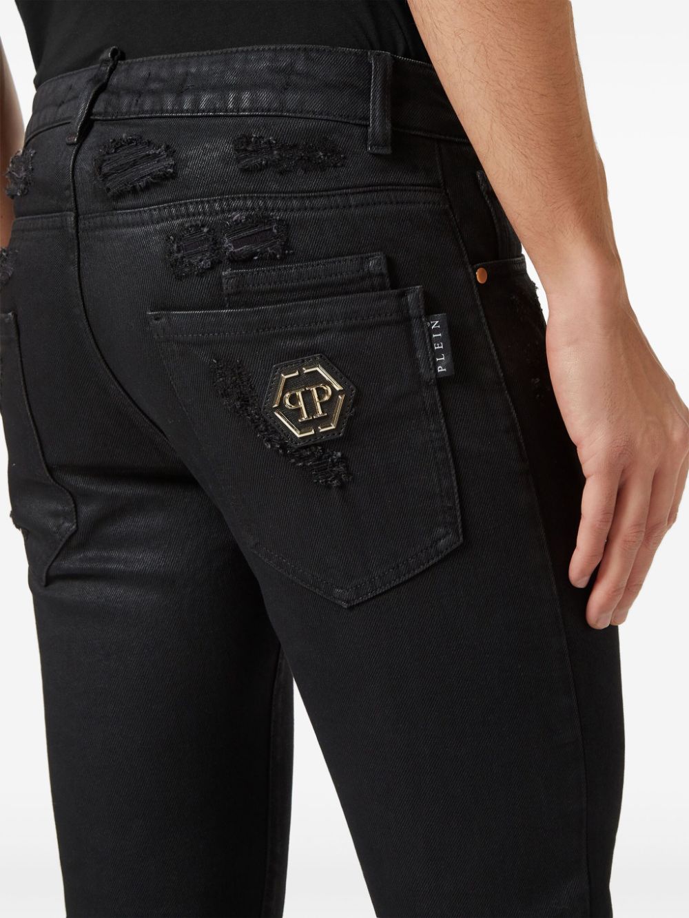 Philipp Plein ripped-detail straight-leg jeans Men