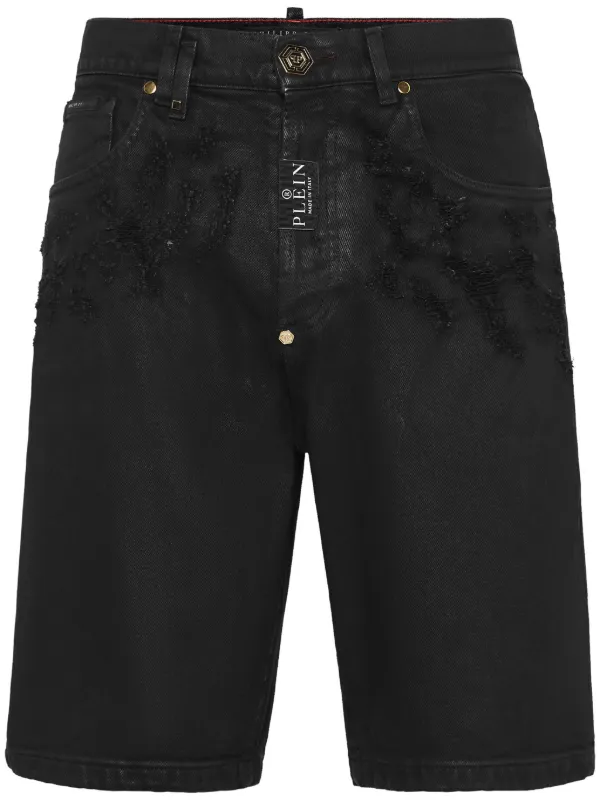 Philipp Plein ripped detail Denim Shorts Farfetch