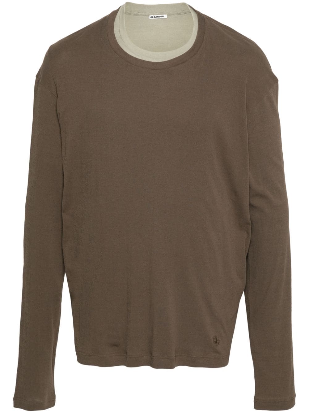Jil Sander Layered Cotton T-shirt In Brown