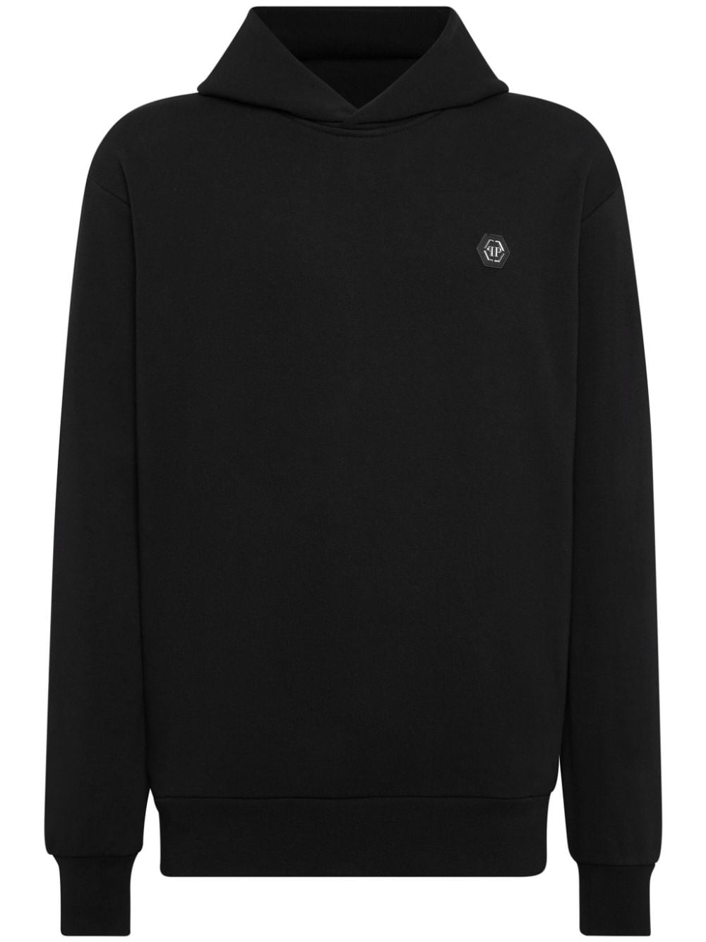 Philipp Plein Logo-appliqué Cotton Hoodie In Black