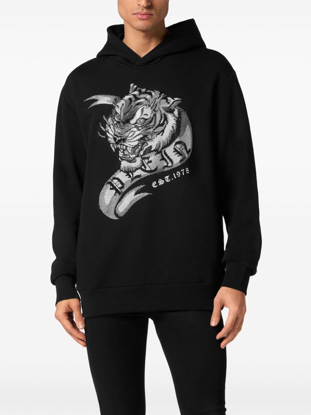 Philipp Plein Crystal Tattoo crystal-embellished hoodie - Zwart