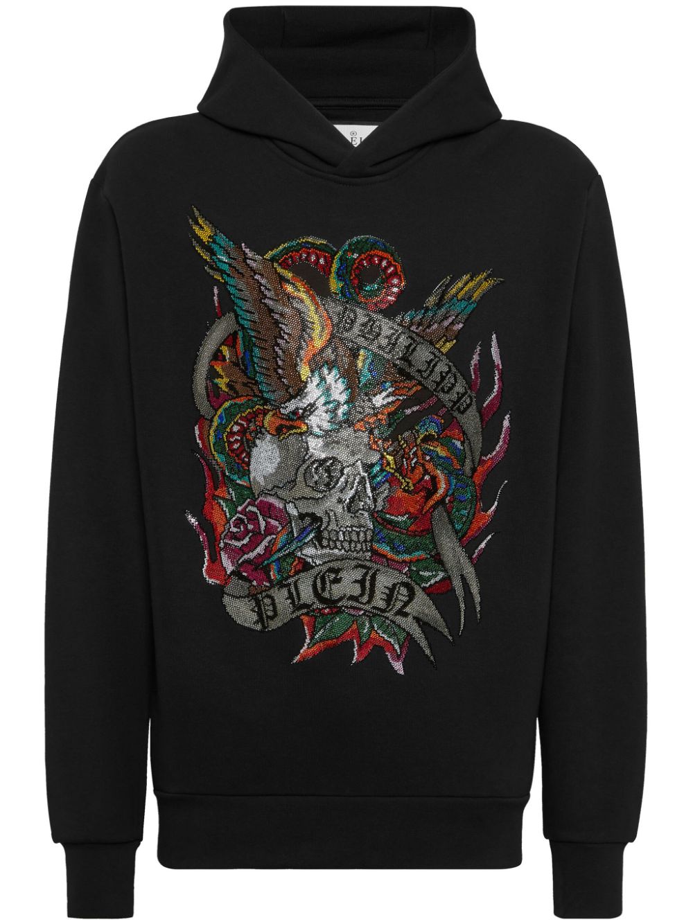 Philipp Plein Crystal Tattoo crystal-embellished hoodie Zwart
