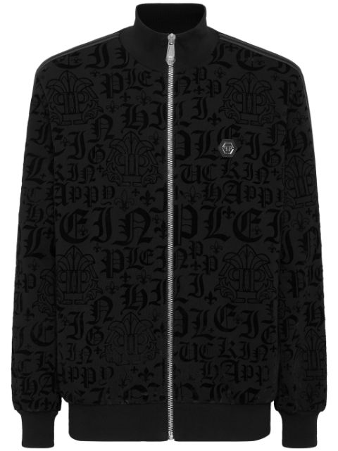 Philipp Plein gothic-print side-stripe sport jacket Men