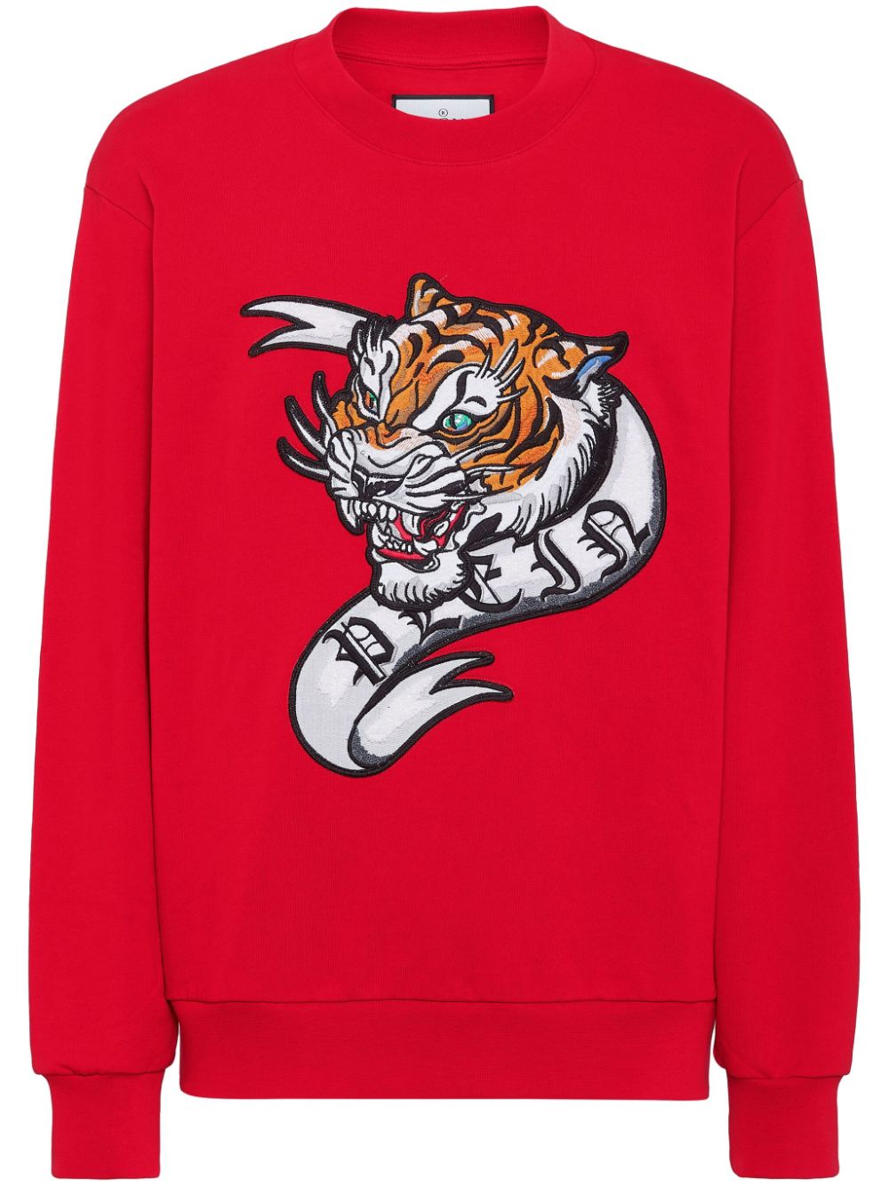 Philipp Plein Tattoo Tiger-embroidered Sweatshirt In Red