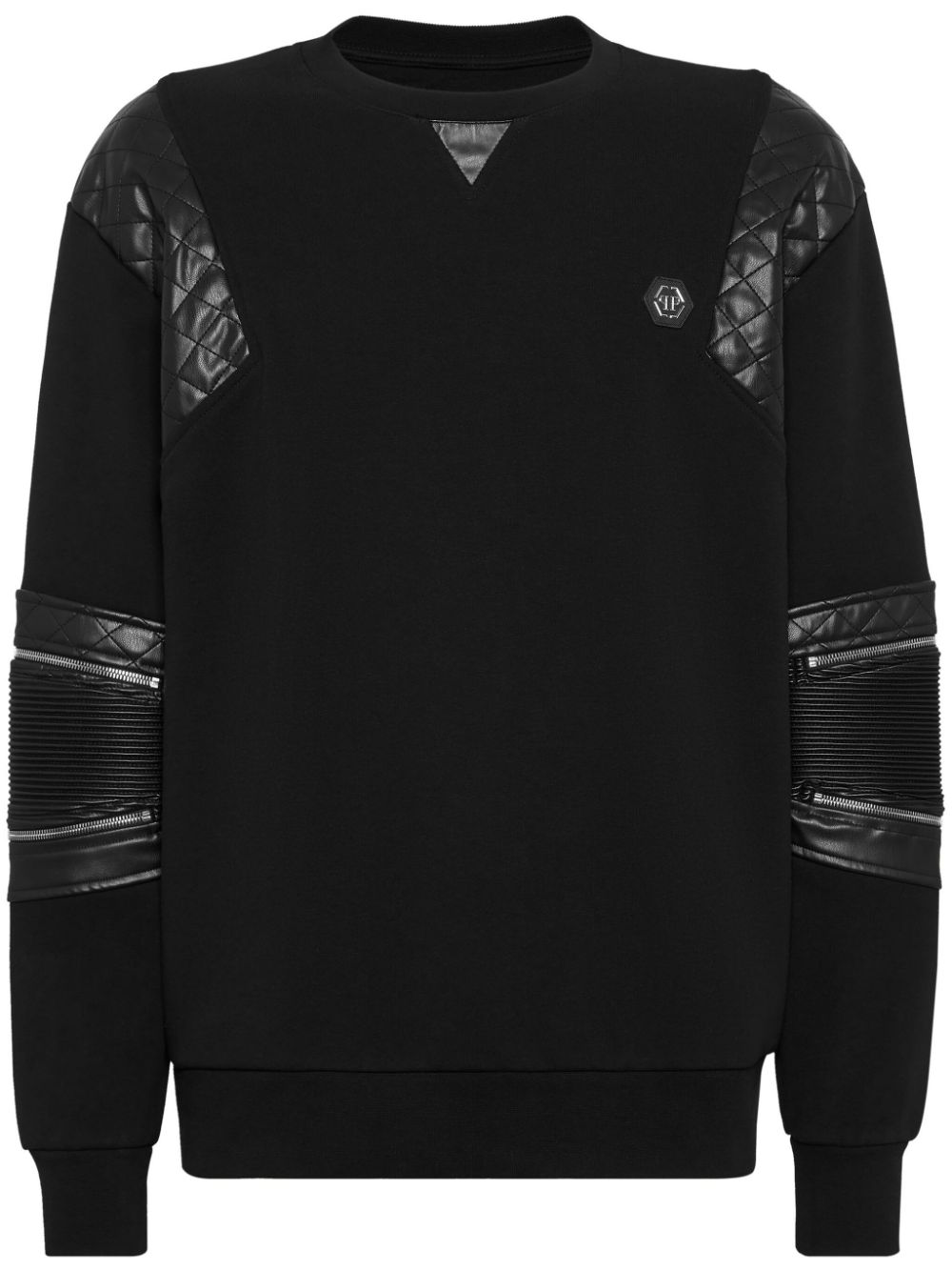 Philipp Plein diamond-quilt panelled sweatshirt Zwart